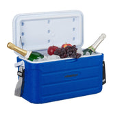Relaxdays Cool Box 20L, Portable Cooler for Garden, Camping, Strap & Handle, No Power, HWD 29 x 52.5 x 26.5 cm, Blue
